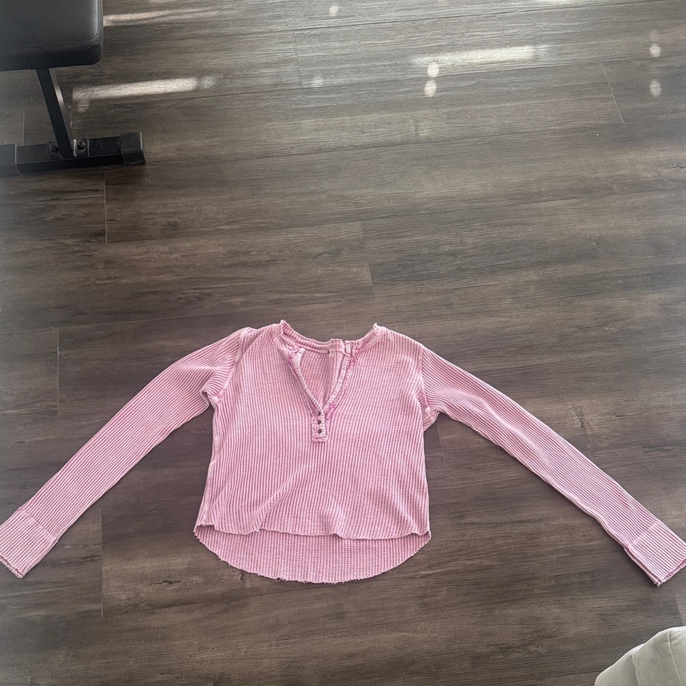 Free People Pink Textured Knit Top